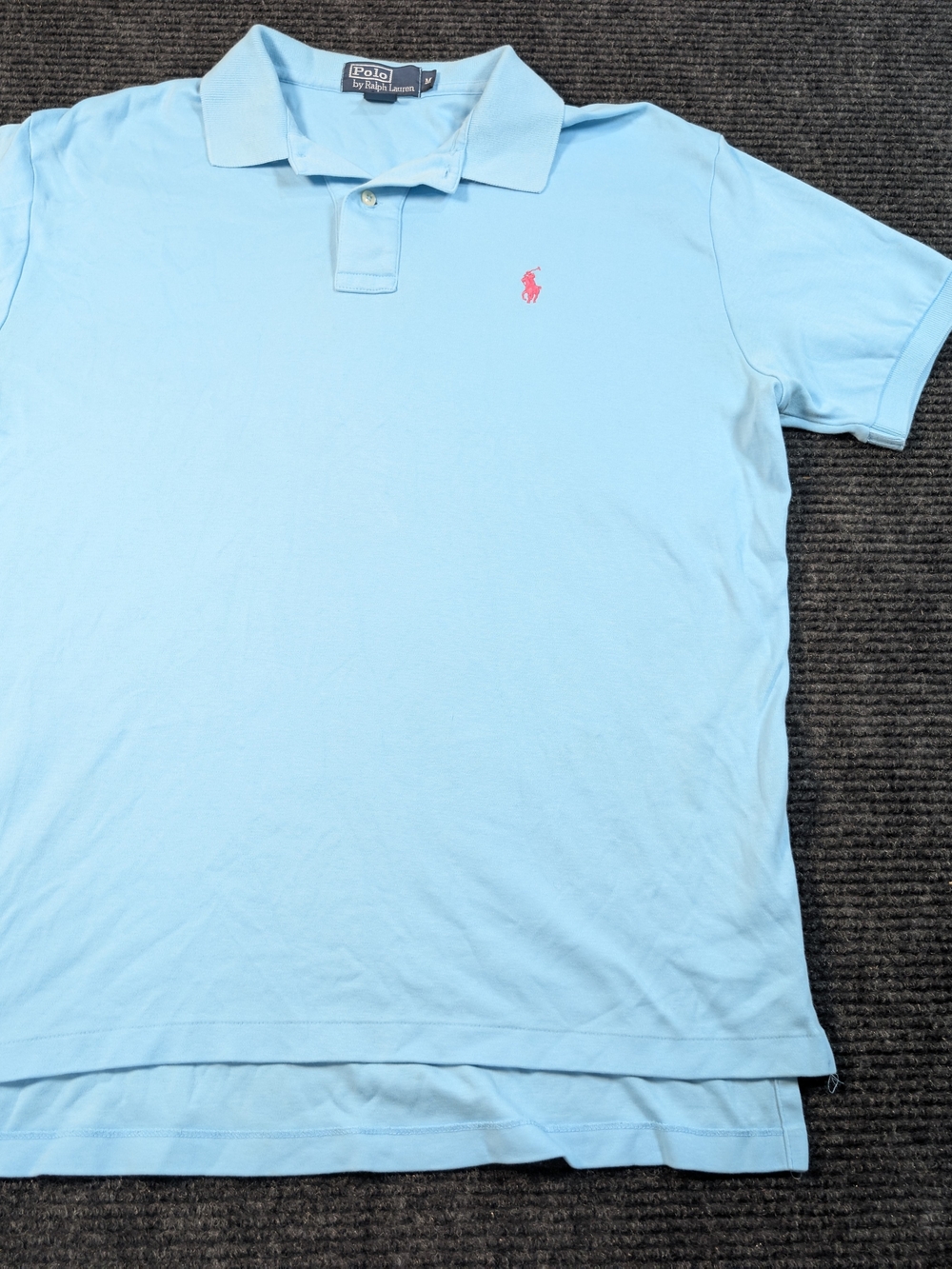 Ralph Lauren Light Blue Polo with Pink Pony Logo